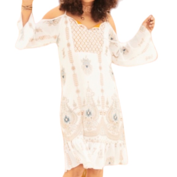 EARTHBOUND Dresses & Skirts - Cotton Peasant Sundress with Strap & Off-the-Shoulder 3/4 Sleeve Length